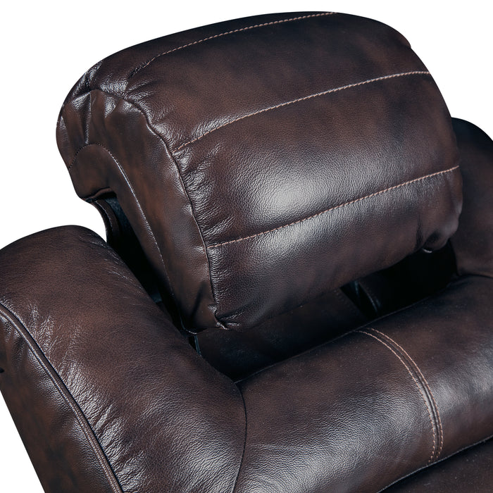 Hugo 5-Piece Genuine Leather Home Theatre Power Reclining Sectional with Storage Consoles and Cupholders - Brown