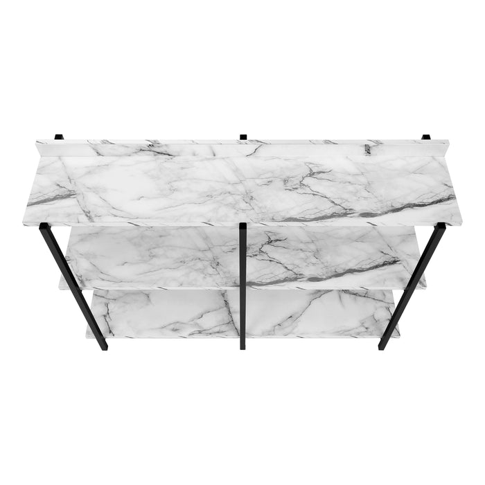 White Marble-Look and Black Console Table