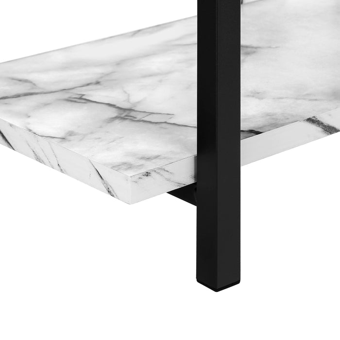 White Marble-Look and Black Console Table