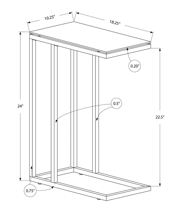 White Metal with Frosted Tempered Glass Accent Table