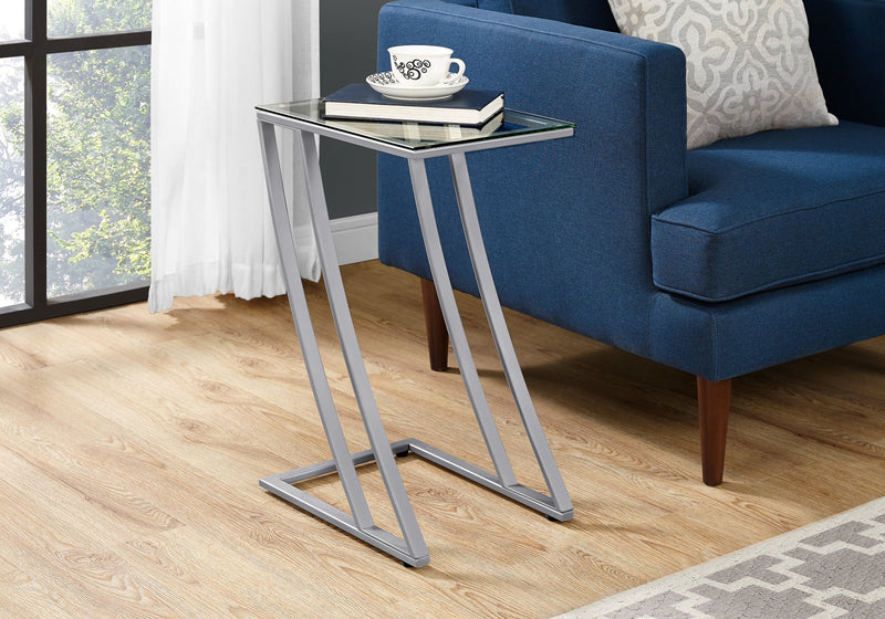 Silver Metal with Tempered Glass Accent Table