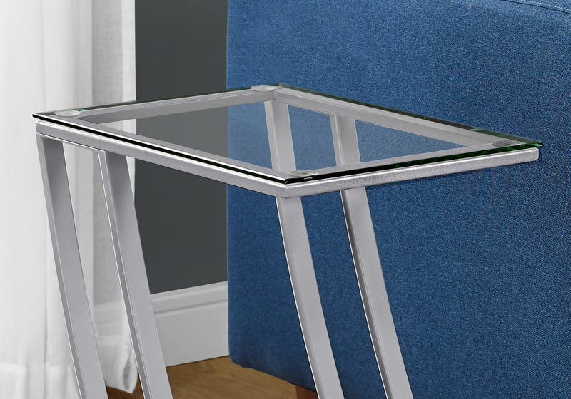 Silver Metal with Tempered Glass Accent Table
