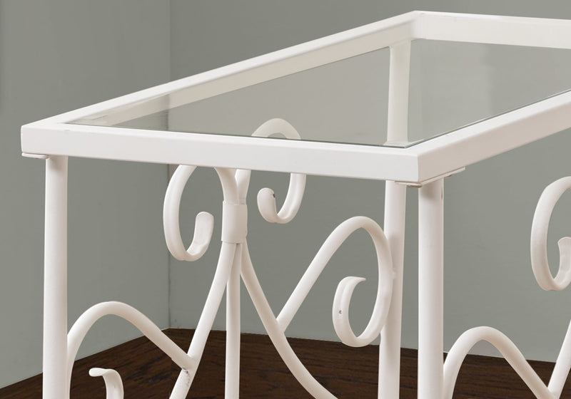 White Metal with Tempered Glass Accent Table