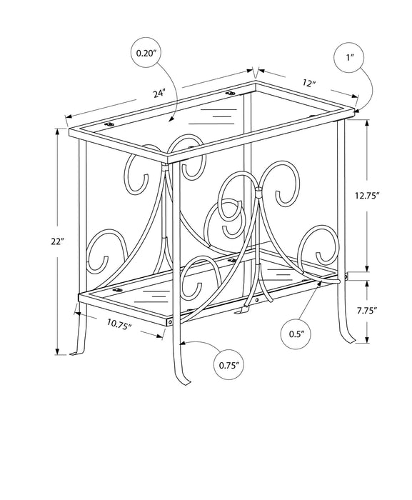 Silver Metal with Tempered Glass Accent Table