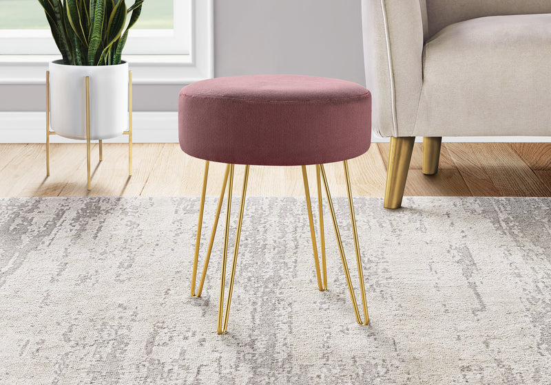 Plum Fabric and Gold Ottoman