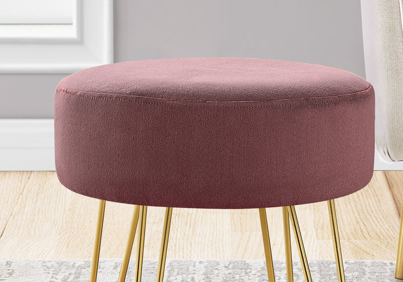 Plum Fabric and Gold Ottoman