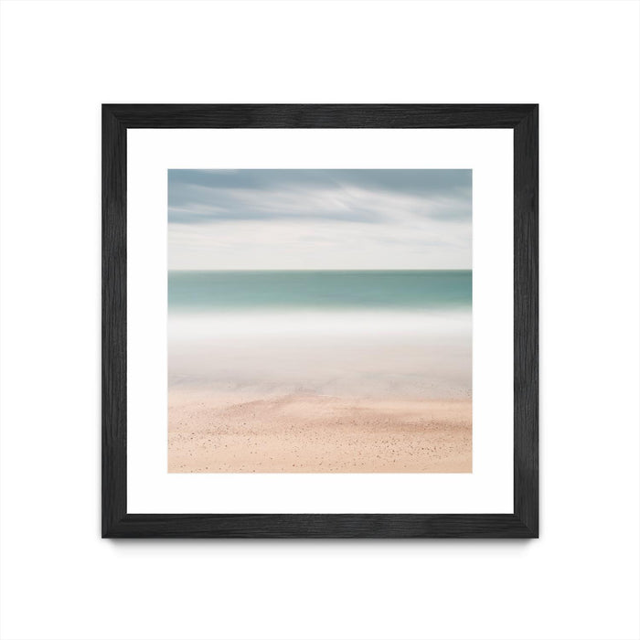 \"Beach, Sea, Sky\" Matted and Framed Black 30x30 Wall Art