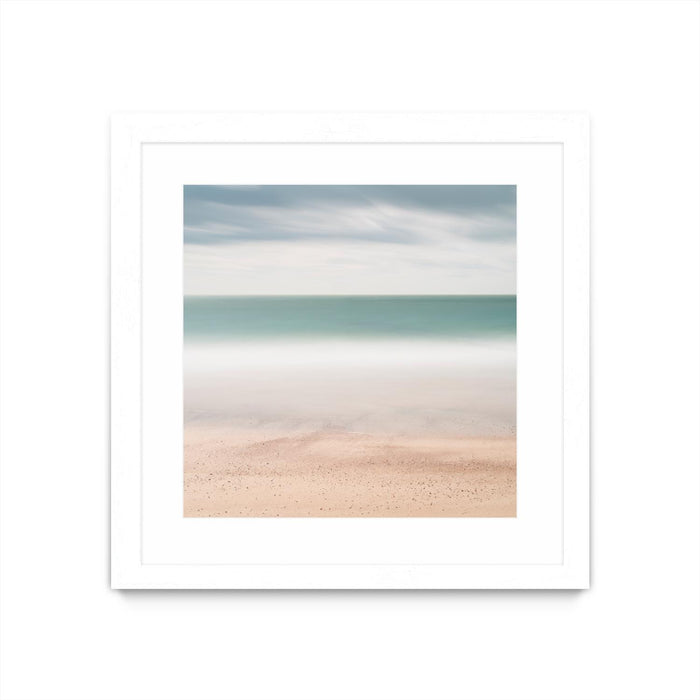 \"Beach, Sea, Sky\" Matted and Framed White 30x30 Wall Art