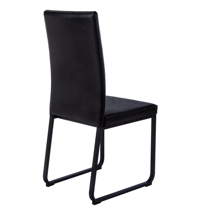 2pcs Black Leather-look Black Dining Chair