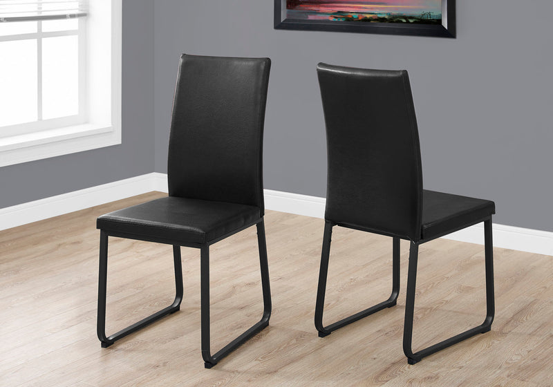 2pcs Black Leather-look Black Dining Chair