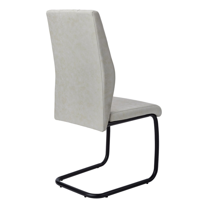 2pcs Grey Fabric Black Metal Dining Chair