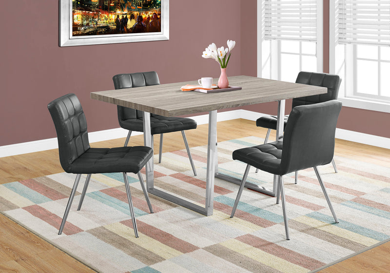 Dark Taupe Chrome Metal Dining Table