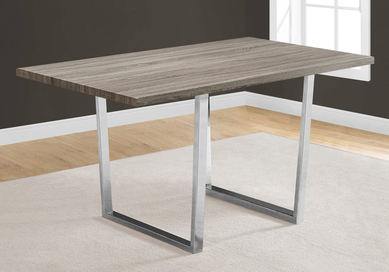 Dark Taupe Chrome Metal Dining Table