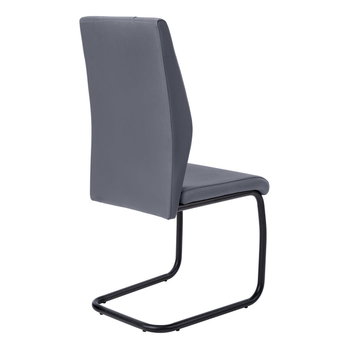 2pcs Grey Leather-look Metal Dining Chair