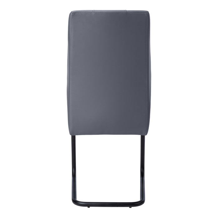 2pcs Grey Leather-look Metal Dining Chair