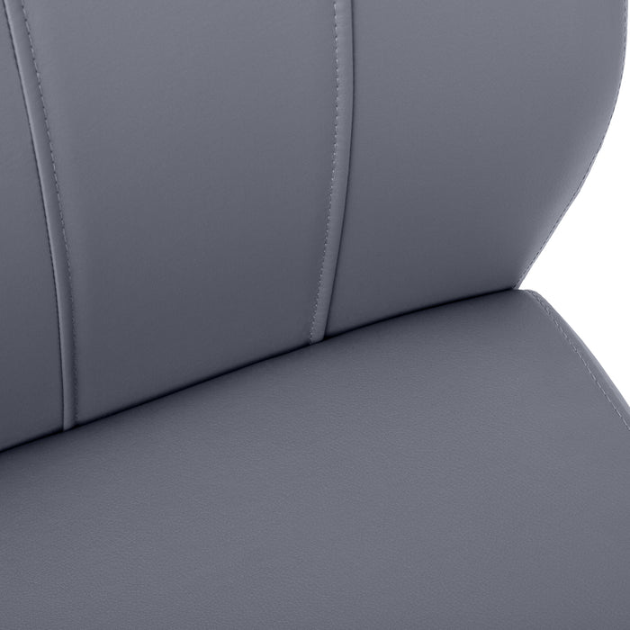 2pcs Grey Leather-look Metal Dining Chair