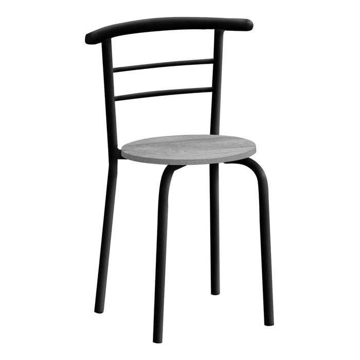 3pcs Grey Top Black Metal Dining Set