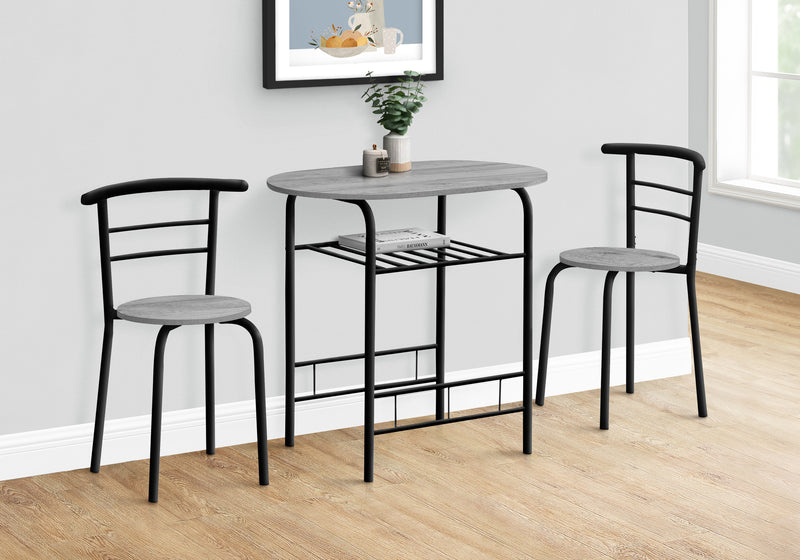3pcs Grey Top Black Metal Dining Set