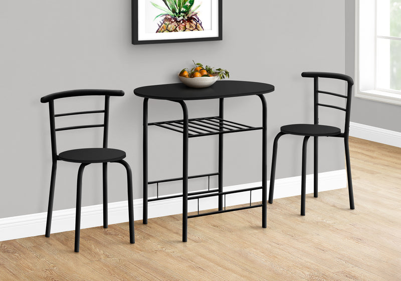 3pcs Black Top Black Metal Dining Set