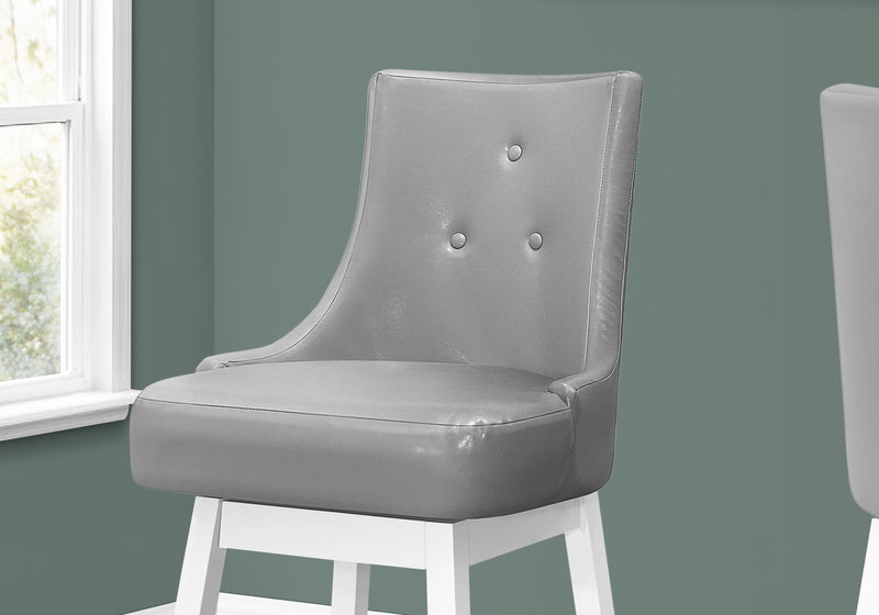White Grey Leather-Look Bar Stool - Set of 2