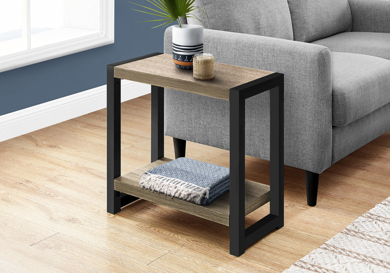 Dark Taupe Black Metal Accent Table