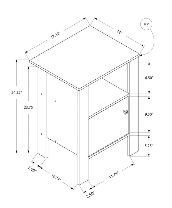Black, Grey Top Side Table Nightstand