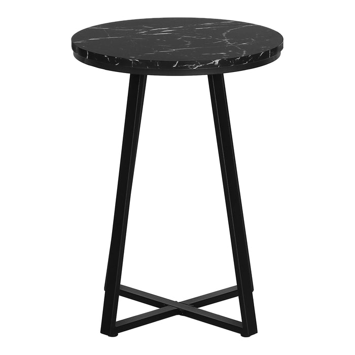 Black Marble Black Metal Accent Table