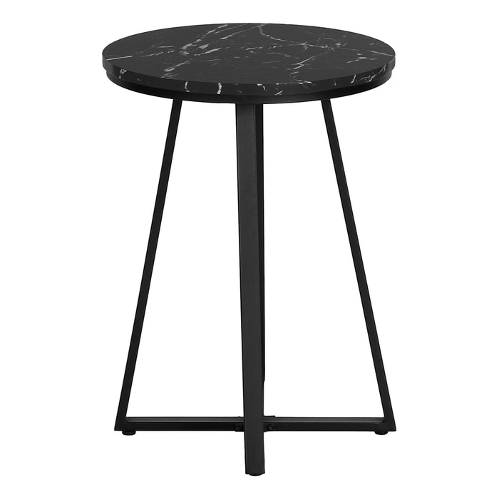 Black Marble Black Metal Accent Table