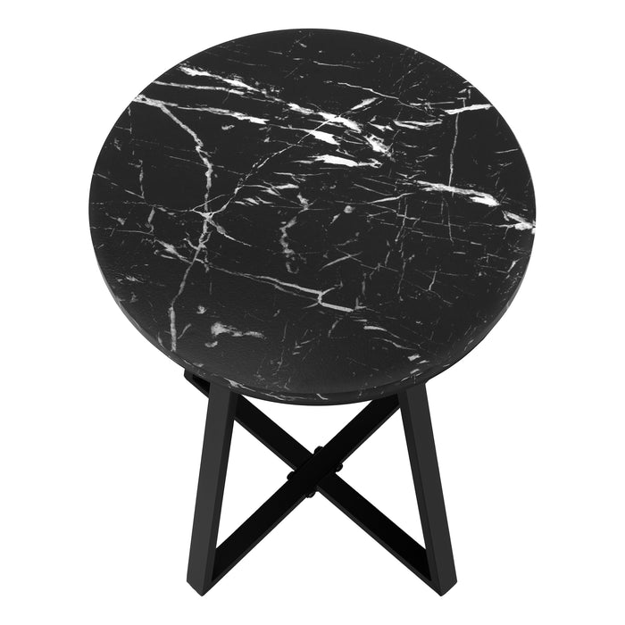 Black Marble Black Metal Accent Table