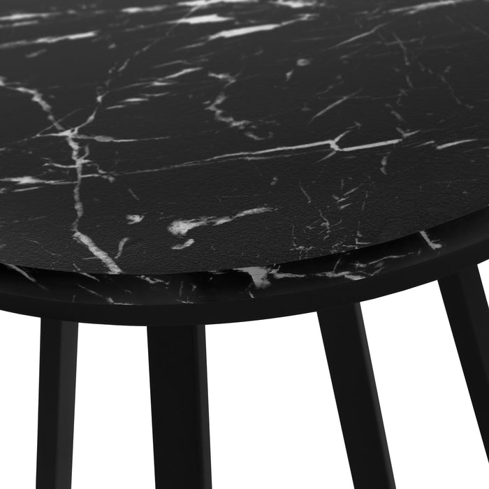 Black Marble Black Metal Accent Table
