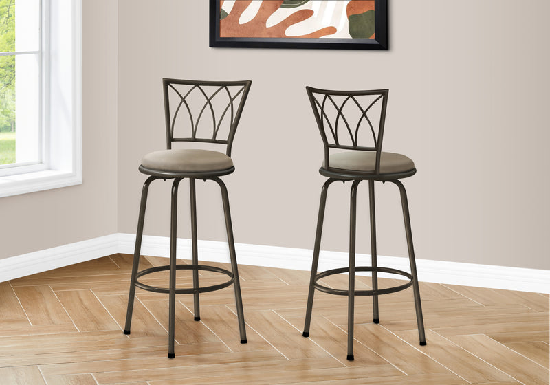 Swivel Dark Coffee Metal Bar Stool - Set of 2