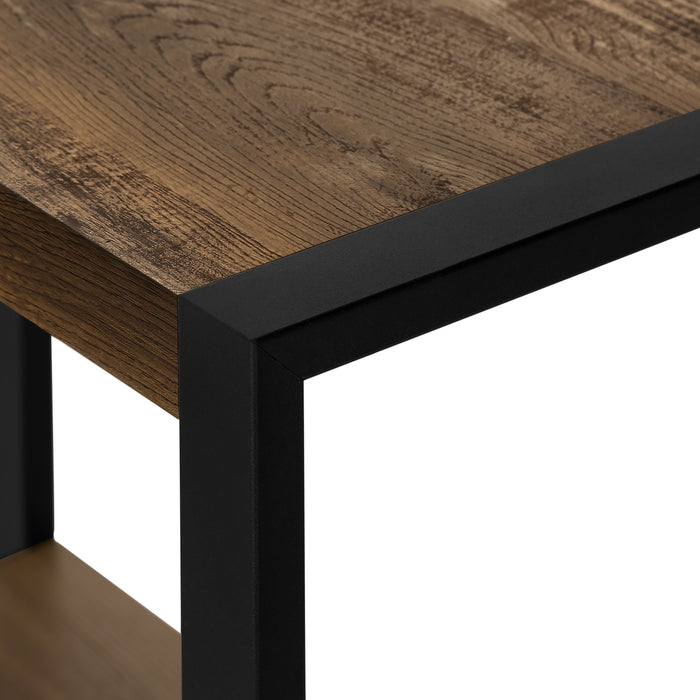 Brown Reclaimed Wood-look Black Metal Side Table
