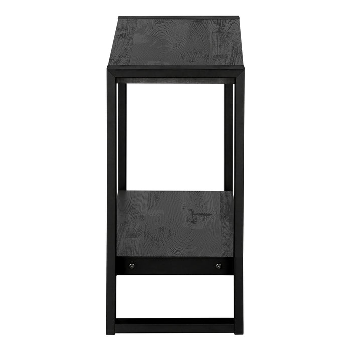 Black Reclaimed Wood-look Black Metal Side Table