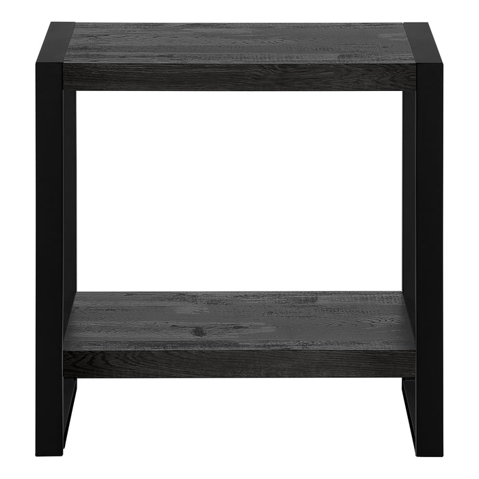 Black Reclaimed Wood-look Black Metal Side Table