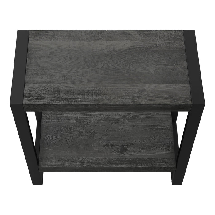 Black Reclaimed Wood-look Black Metal Side Table