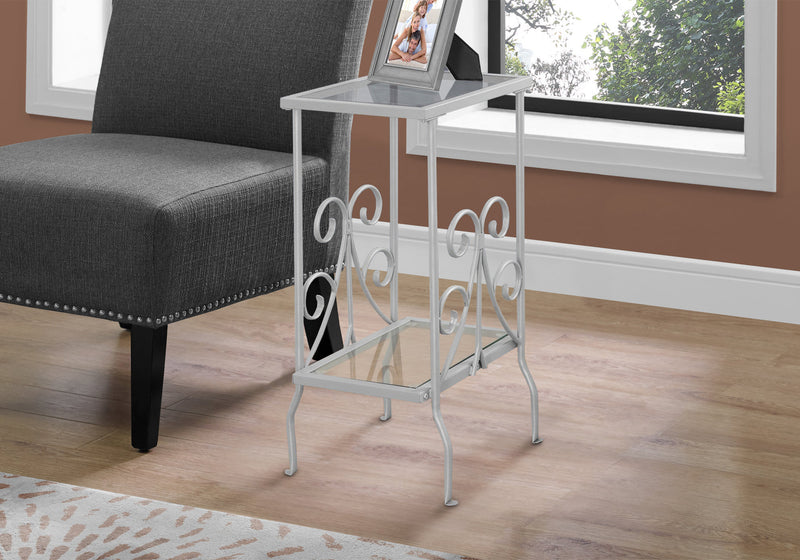 Silver Metal with Tempered Glass Accent Table