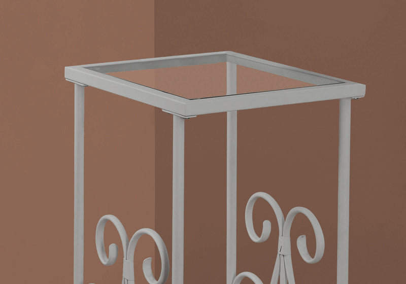 Silver Metal with Tempered Glass Accent Table