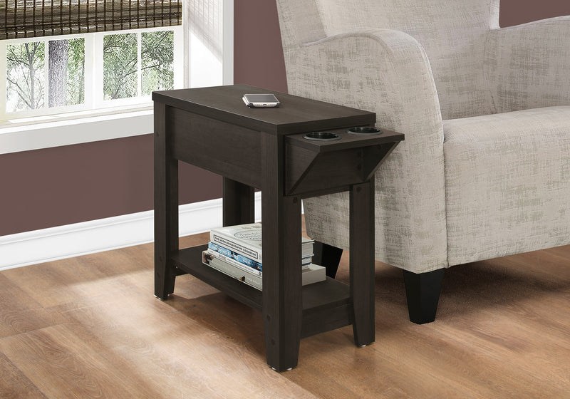 Espresso With a Glass Holder Accent Table