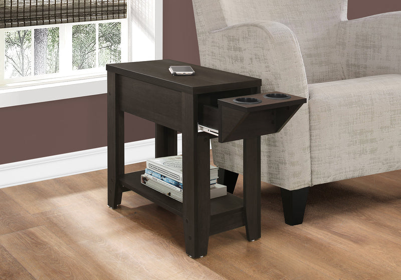 Espresso With a Glass Holder Accent Table