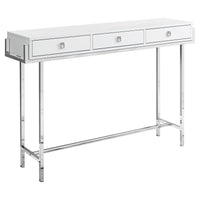 Glossy White Chrome Metal Accent Table