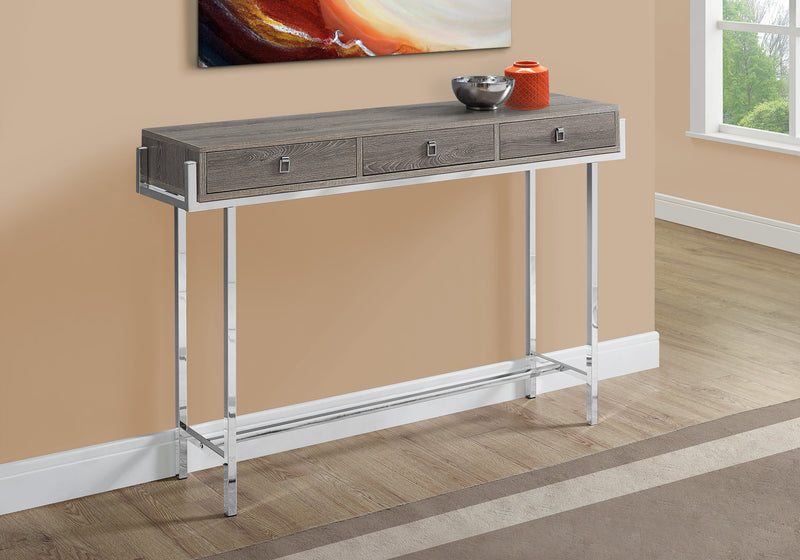 Dark Taupe Chrome Metal Accent Table