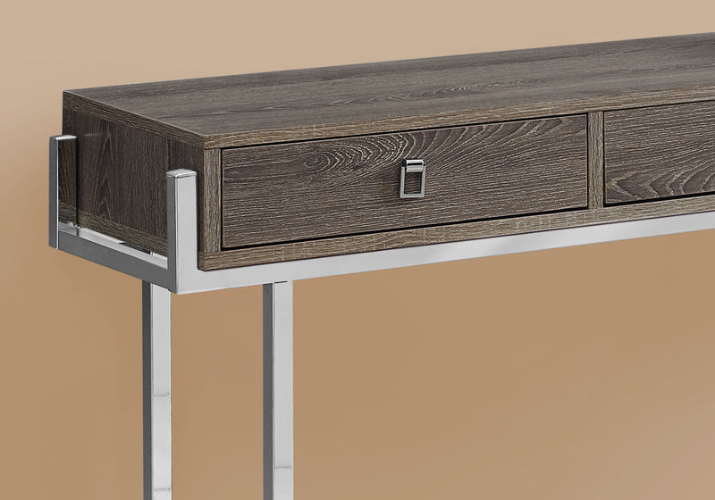 Dark Taupe Chrome Metal Accent Table