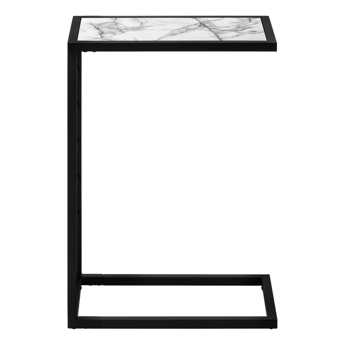 White Marble-look Black Metal Accent Table