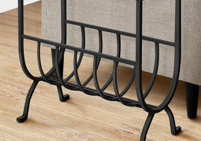 Black Metal with Tempered Glass Accent Table