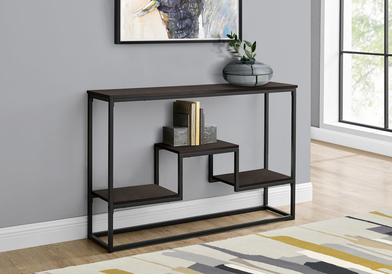 Espresso Black Metal Console Table
