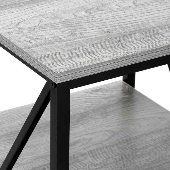 Grey Wood-look Black Metal Side Table Nightstand Table