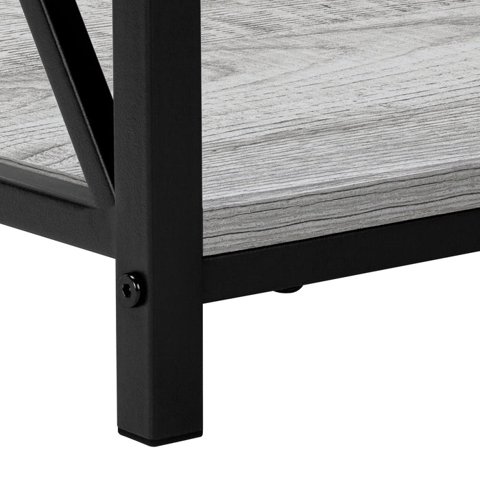 Grey Wood-look Black Metal Side Table Nightstand Table