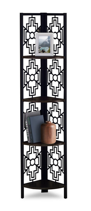 Espresso Black Metal Corner Etagere Bookcase