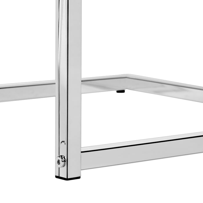 Grey Cement-look Chrome Metal Side Table