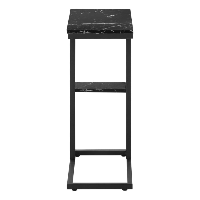 Black Marble-look black Metal Side Table